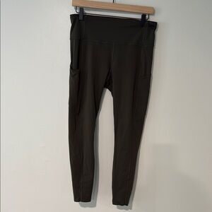 Dark Olive High-Waisted Leggings with Pockets